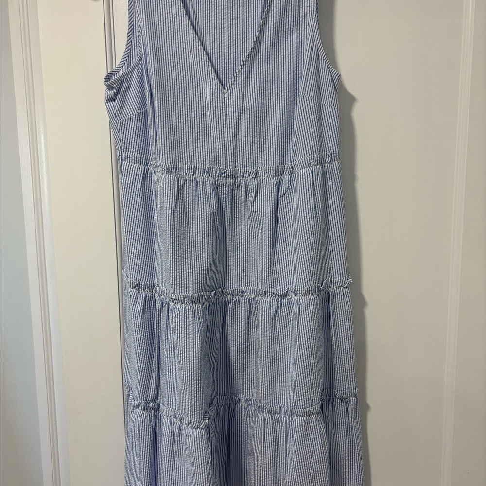 Jcrew Striped Blue Sleeveless Dress